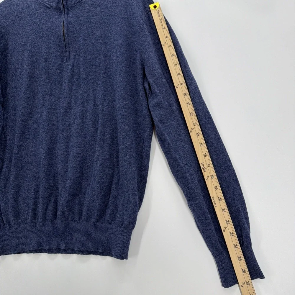 Johnnie-O Men's‎ Large Helios Blue 1/4 Zip Pullover Sweater Cotton Silk Blend